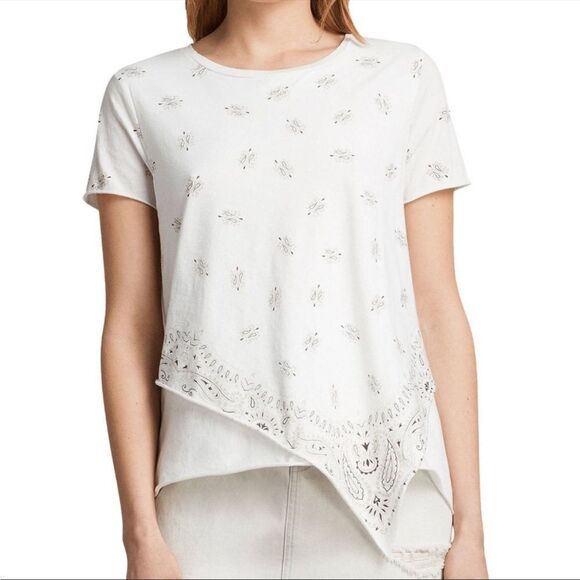 Allsaints bandana Daisy t shirt chalk white all saints - Picture 1 of 12